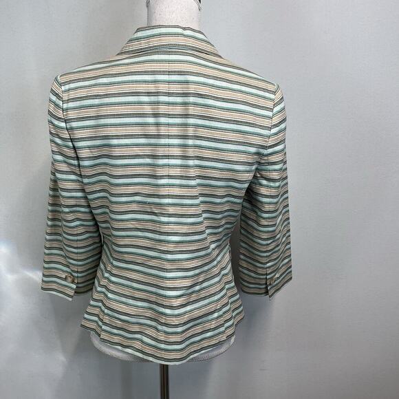 Ann Taylor Loft Blazer Jacket size 8 Blue Olive Khaki Pockets Casual Career Slim - Picture 6 of 7